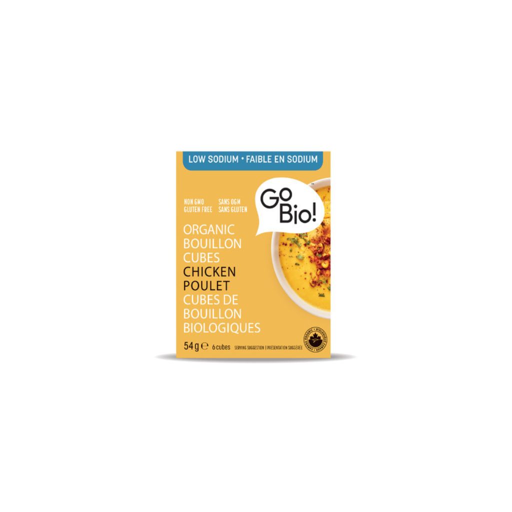 cubes de bouillon de poulet faibles en sodium Go Bio! - La Boite à Grains
