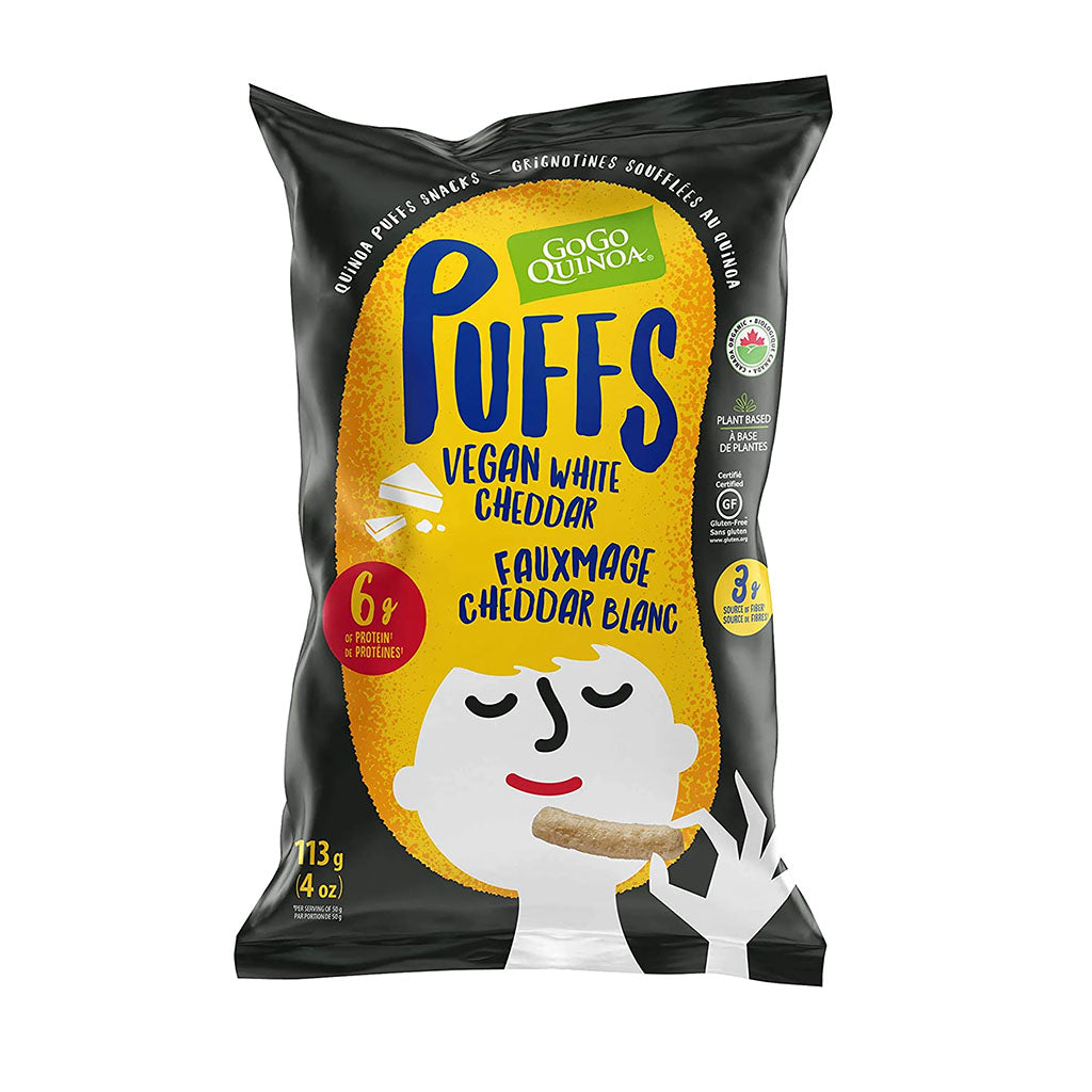 puffs fauxmage cheddar blanc biologique GoGo Quinoa - La Boite à Grains