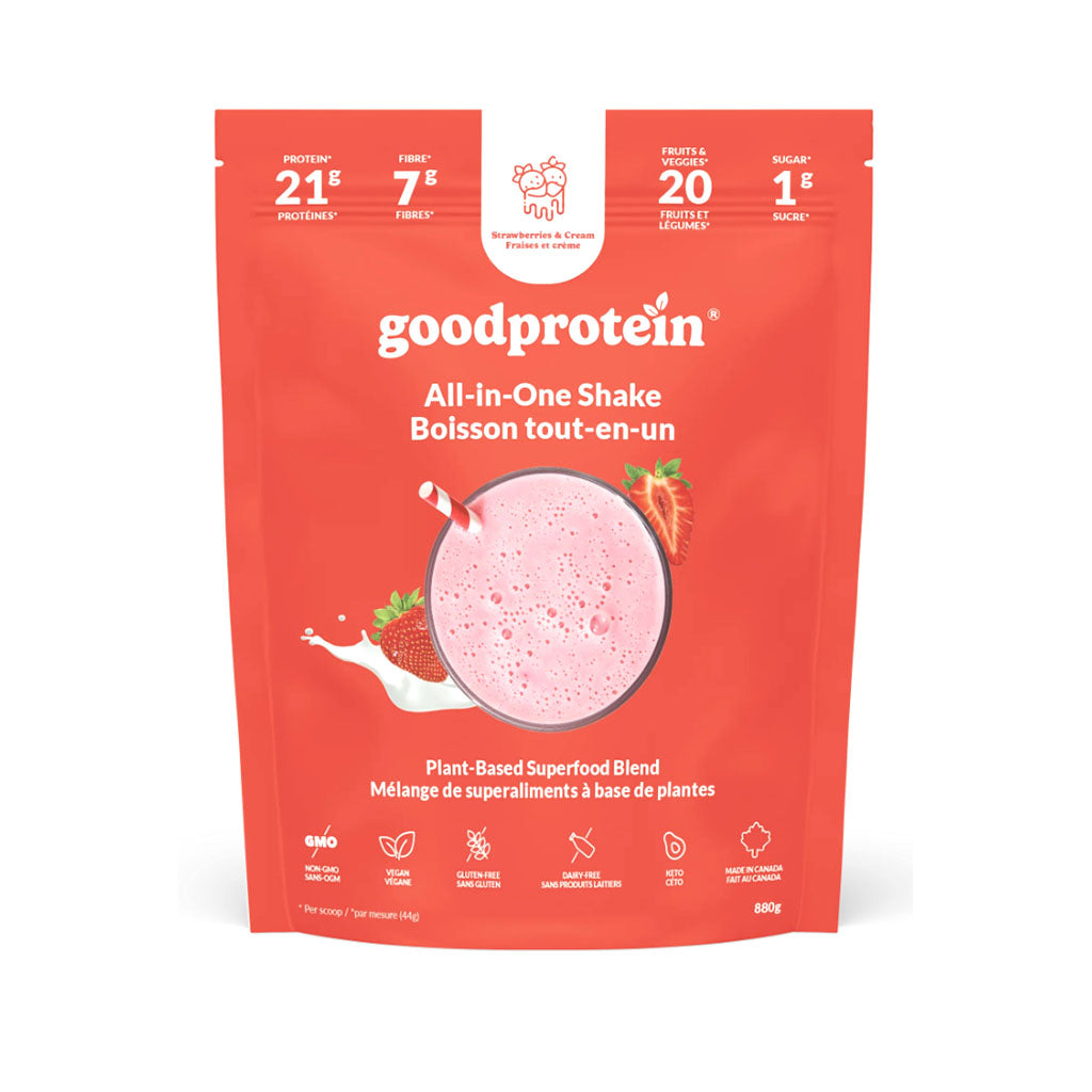 good protein boisson tout-en-un fraises et crème - La Boite à Grains