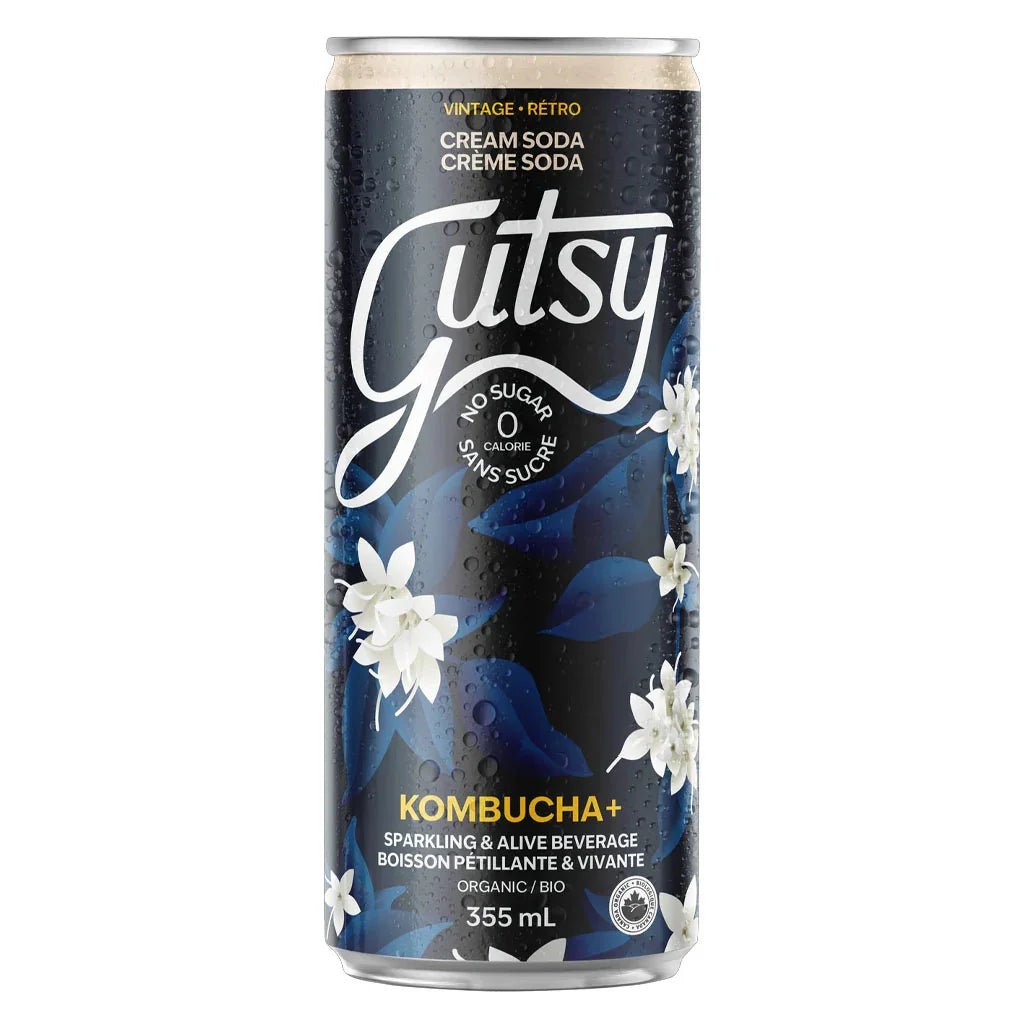 gutsy kombucha organic cream soda 355 ml - la boite à grains