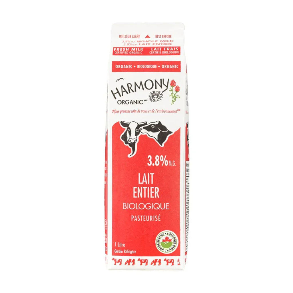 organic whole milk 3.8% Harmony Organic - La Boite à Grains