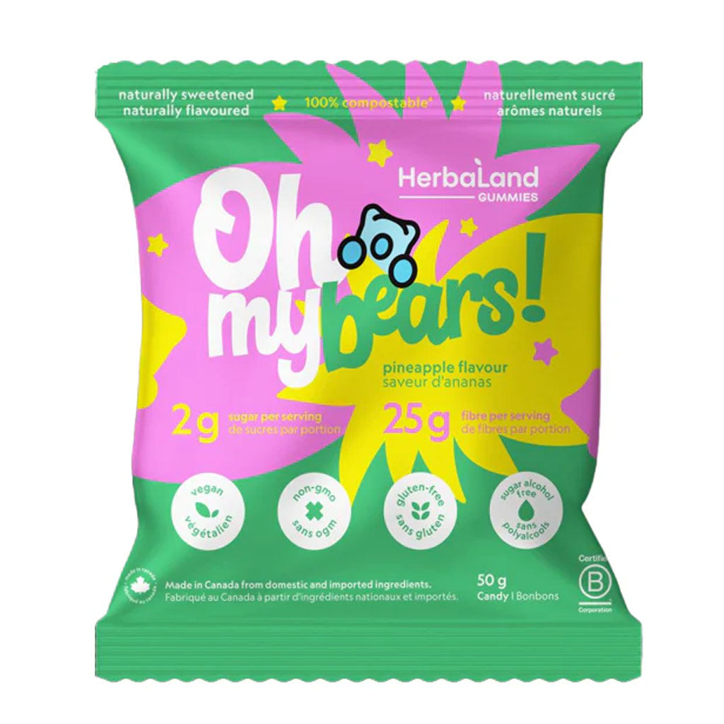 Bonbons Oh My Bears! Saveur d'Ananas HerbaLand 50 g - La Boite à Grains