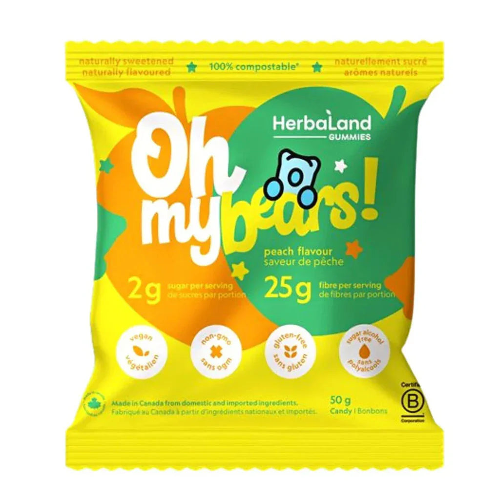 Candy Oh My Bears! HerbaLand Peach Flavor 50 g - La Boite à Grains