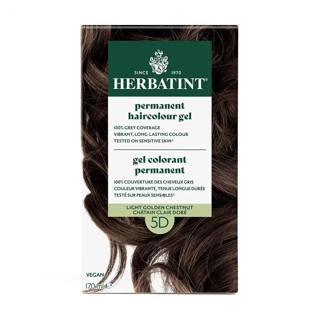 Colorant Permanent à Cheveux - Châtain Clair Doré 5D Herbatint - La Boite à Grains