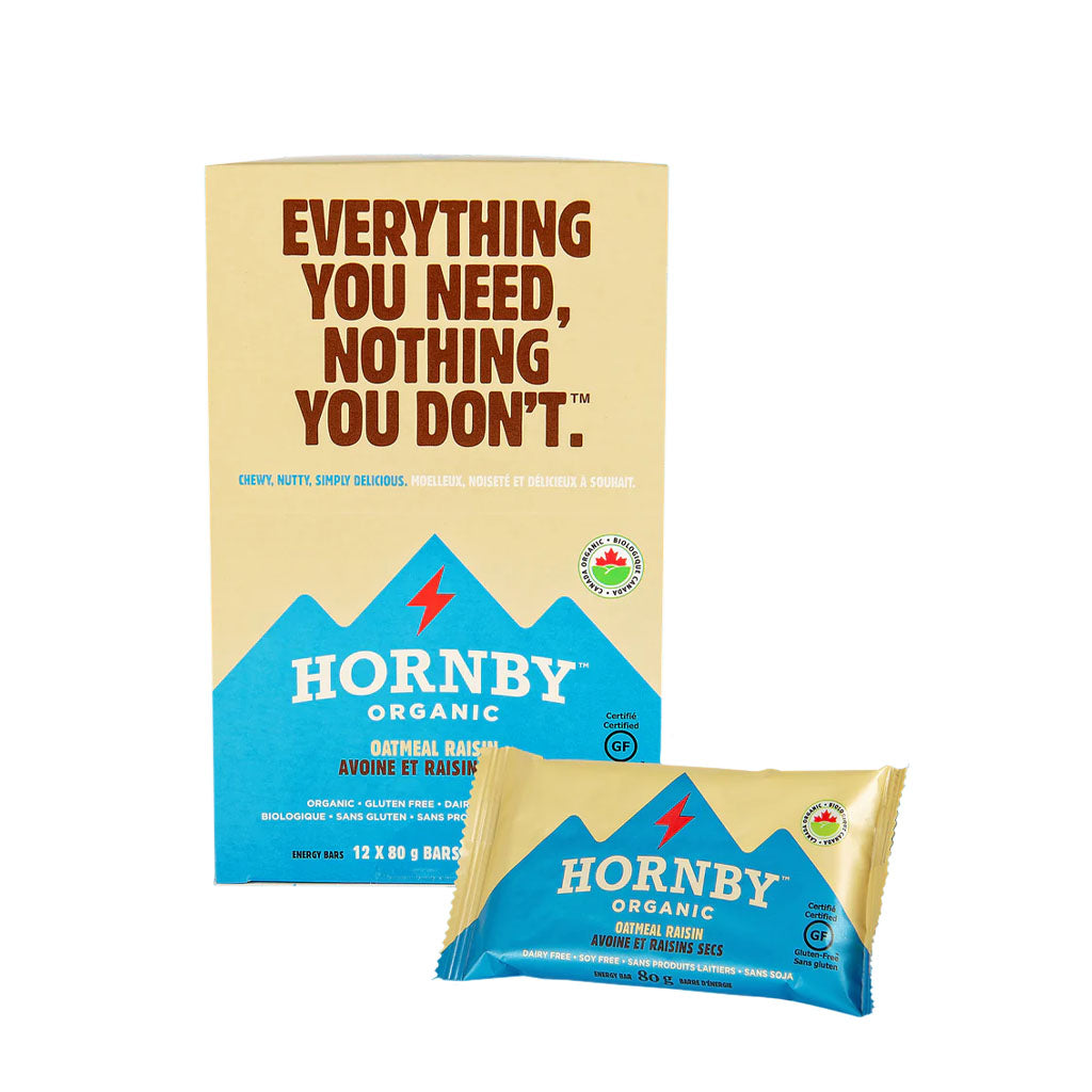 boîte de 12 barres énergétiques avoine et raisins secs Hornby Organic 12x80 g - La Boite à Grains