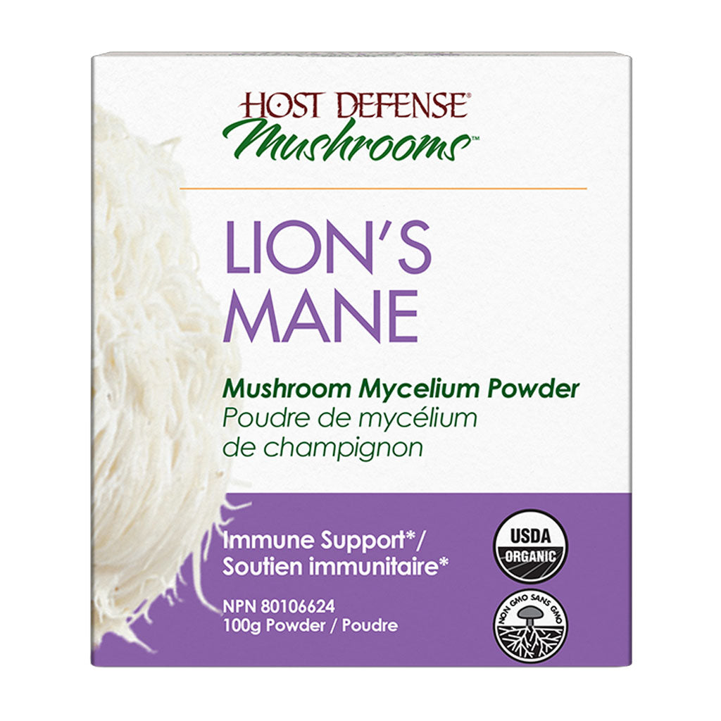 host defense mushrooms lion's mane en poudre soutien immunitaire 100 g - la boite à grains