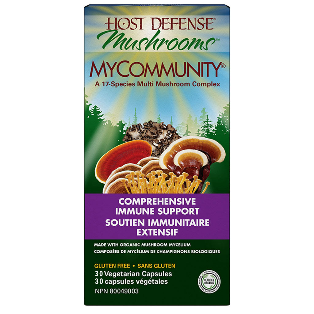host defense mushrooms mycommunity soutien immunitaire extensif 30 capsules végétales - la boite à grains