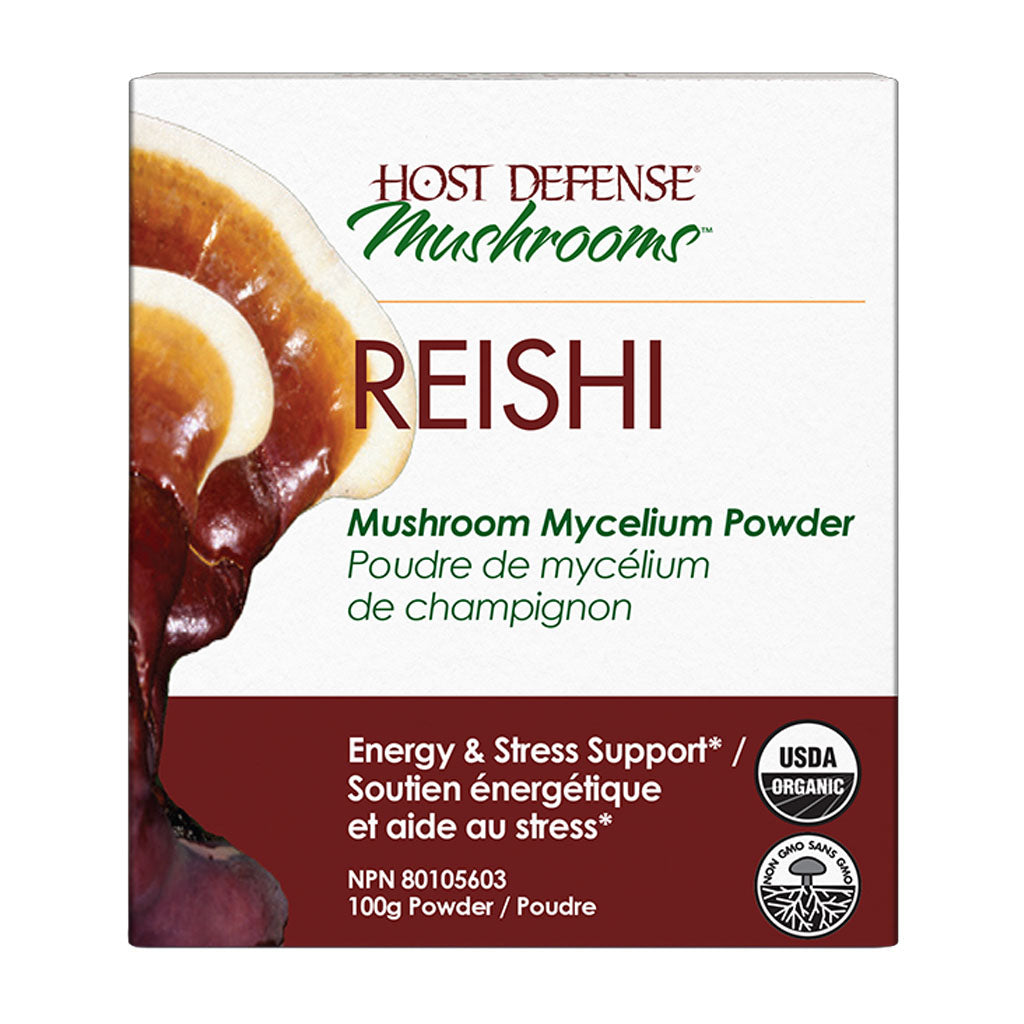 host defense mushrooms reishi en poudre soutien énergétique et aide au stress 100 g - la boite à grains
