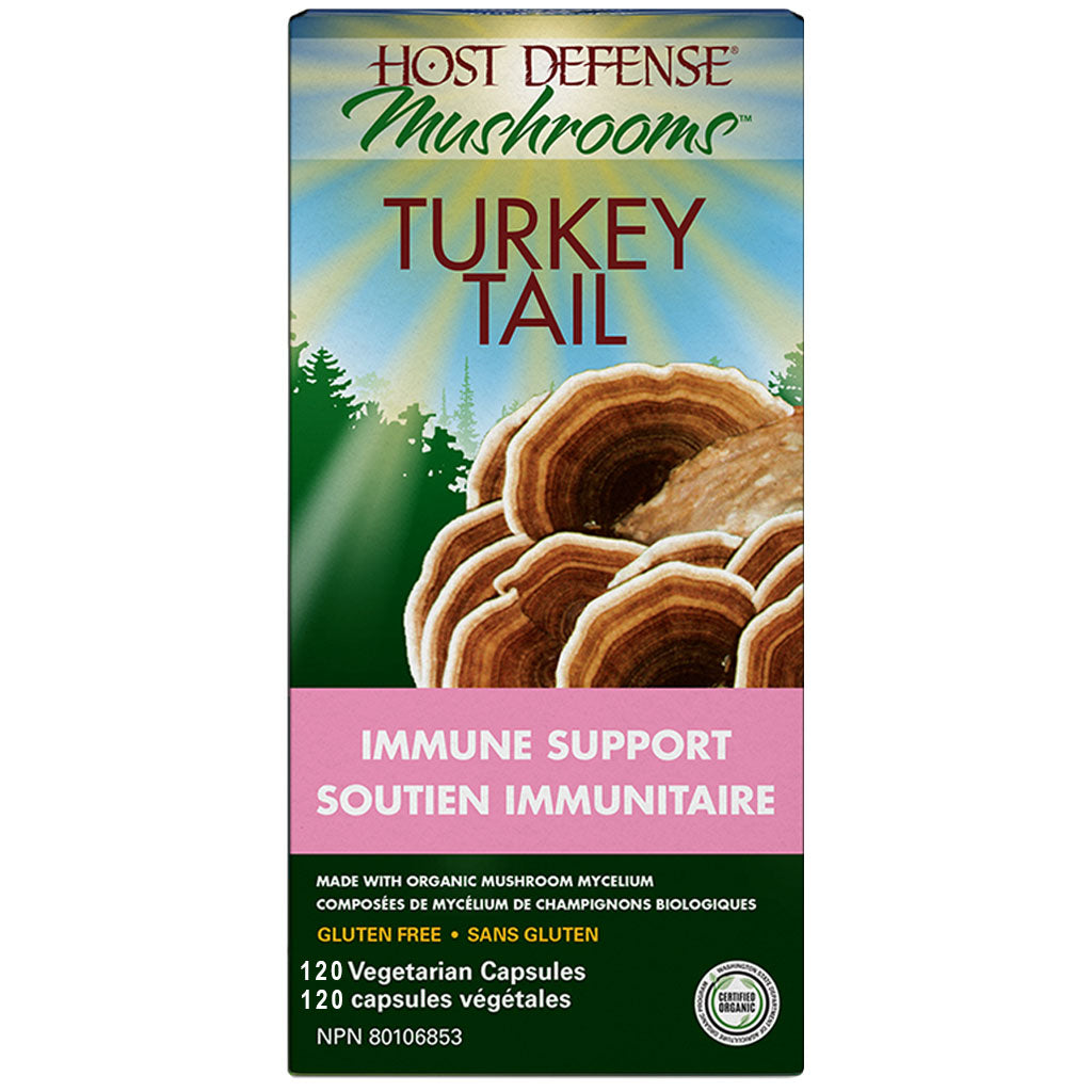 host defense mushrooms turkey tail soutien immunitaire 120 capsules végétales - la boite a grains