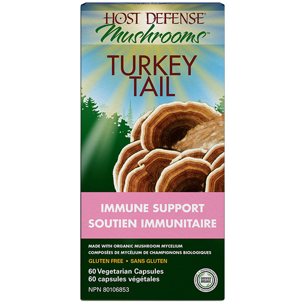 host defense mushrooms turkey tail soutien immunitaire 60 capsules végétales - La boite a grains