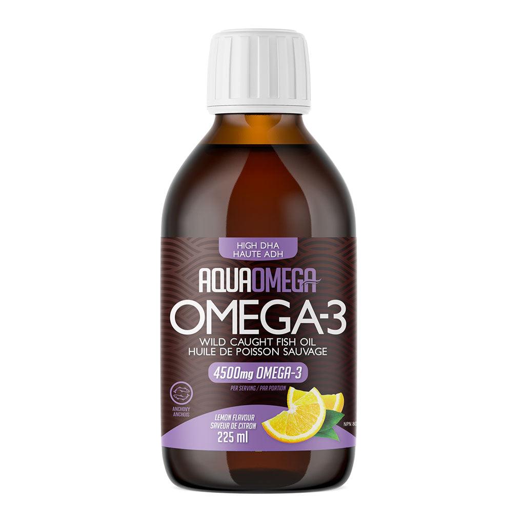 Huile de Poisson Sauvage Oméga-3 Saveur de Citron Liquide AquaOmega - La Boite à Grains