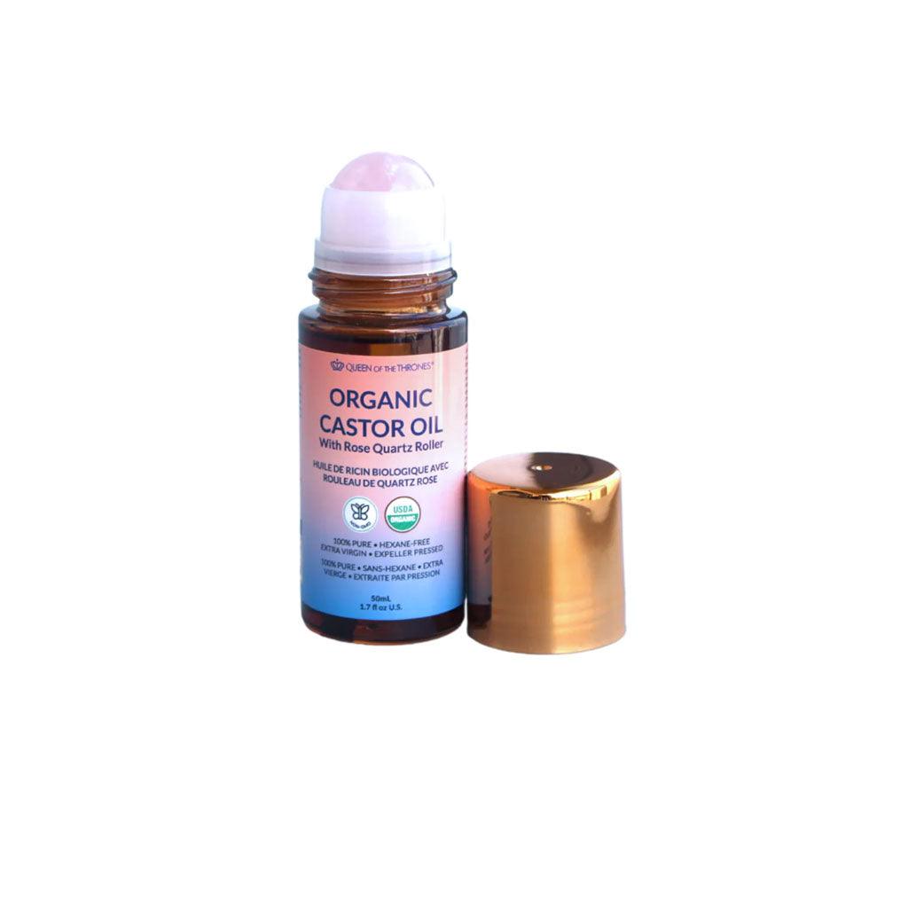 Huile de Ricin Biologique avec Rouleau de Quartz Rose Queen of the Thrones