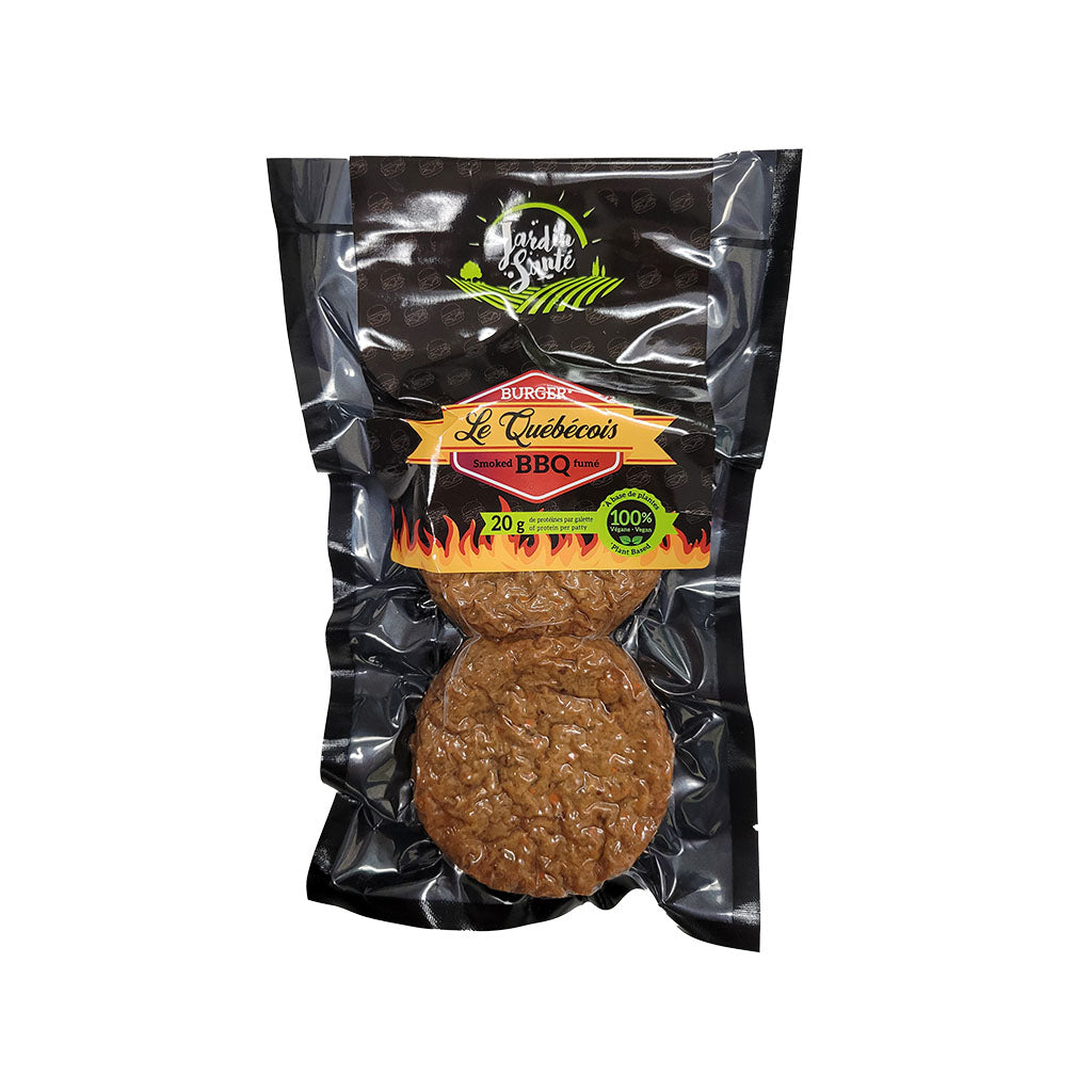 burger le québécois bbq fumé Jardin Santé - La Boite à Grains