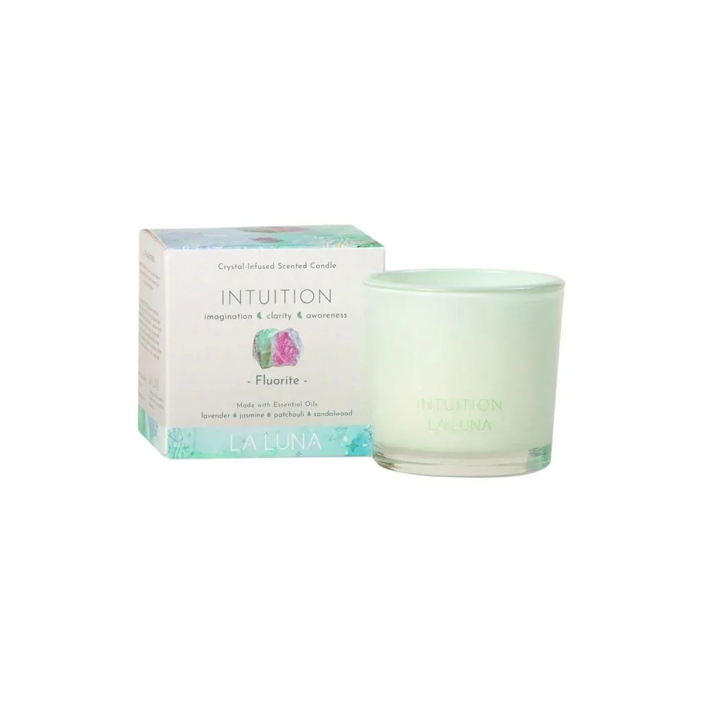 La Luna scented candle infused with Intuition Fluorite crystals - La Boite à Grains