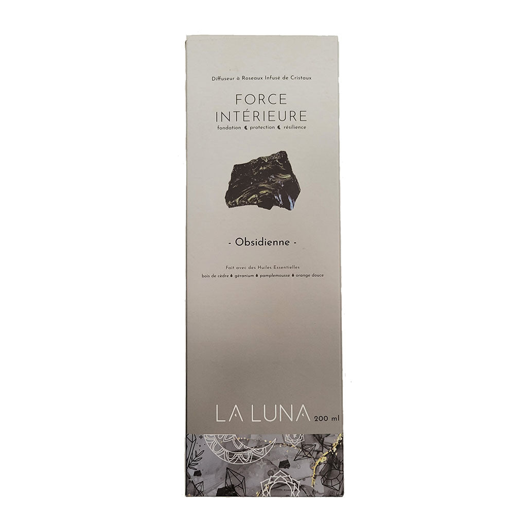 la luna force intérieure obsidienne diffuseur à roseaux infusé de cristaux 200 ml