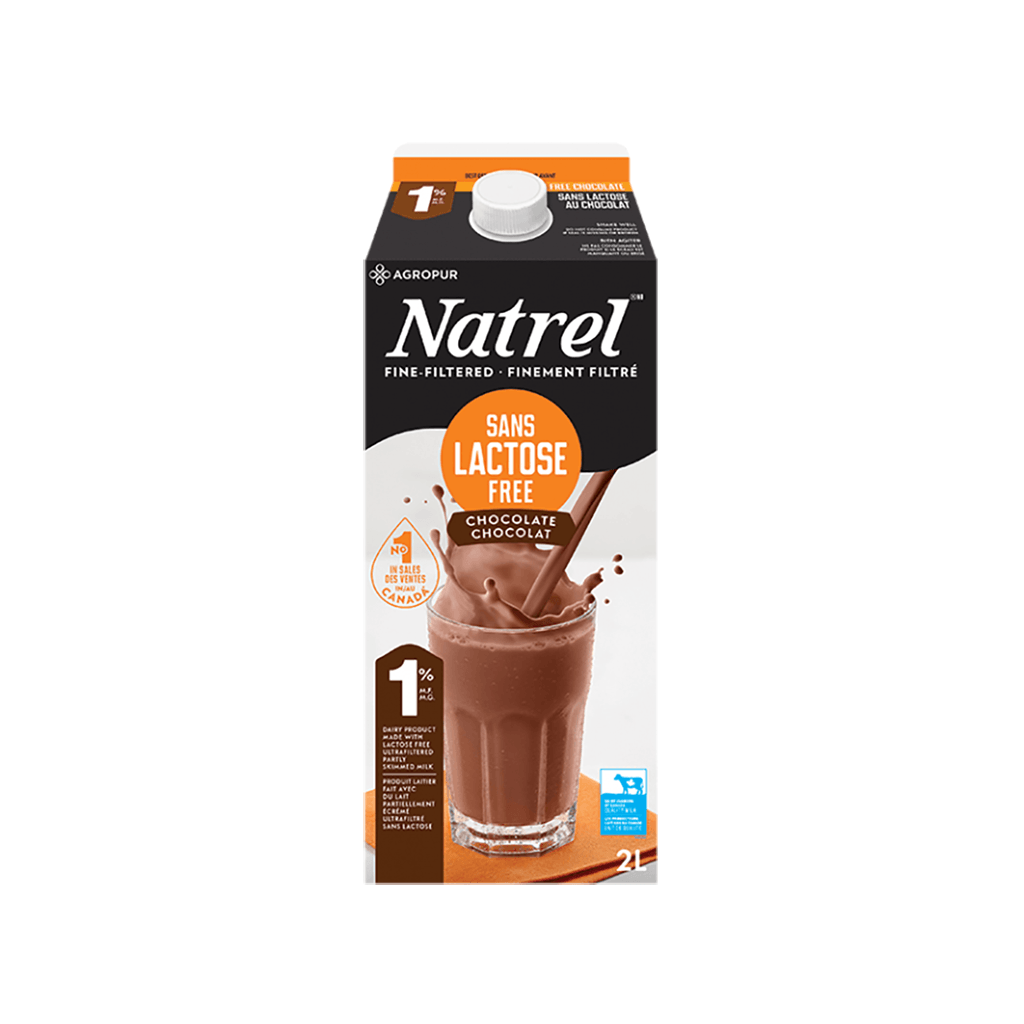 Lait au Chocolat Partiellement Écrémé 1% Sans Lactose Ultrafiltré Natrel - La Boite à Grains