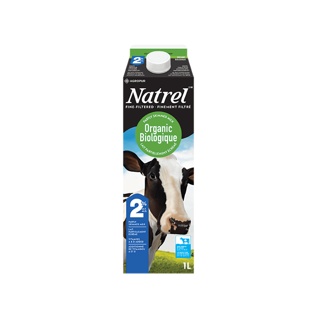 Lait Biologique Partiellement Écrémé 2% Finement Filtré Natrel - La Boite à Grains