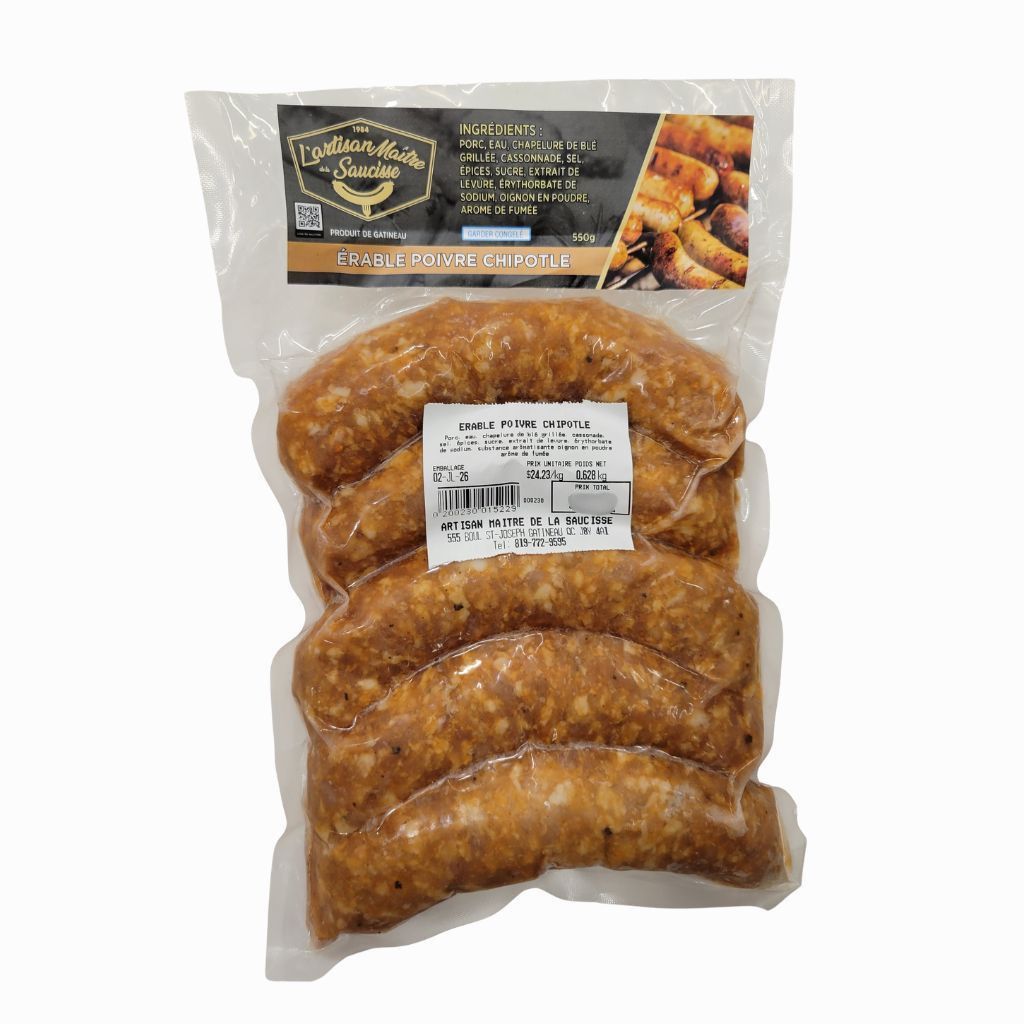 l'artisan maître de la saucisse érable poivre chipotle - La Boite à Grains
