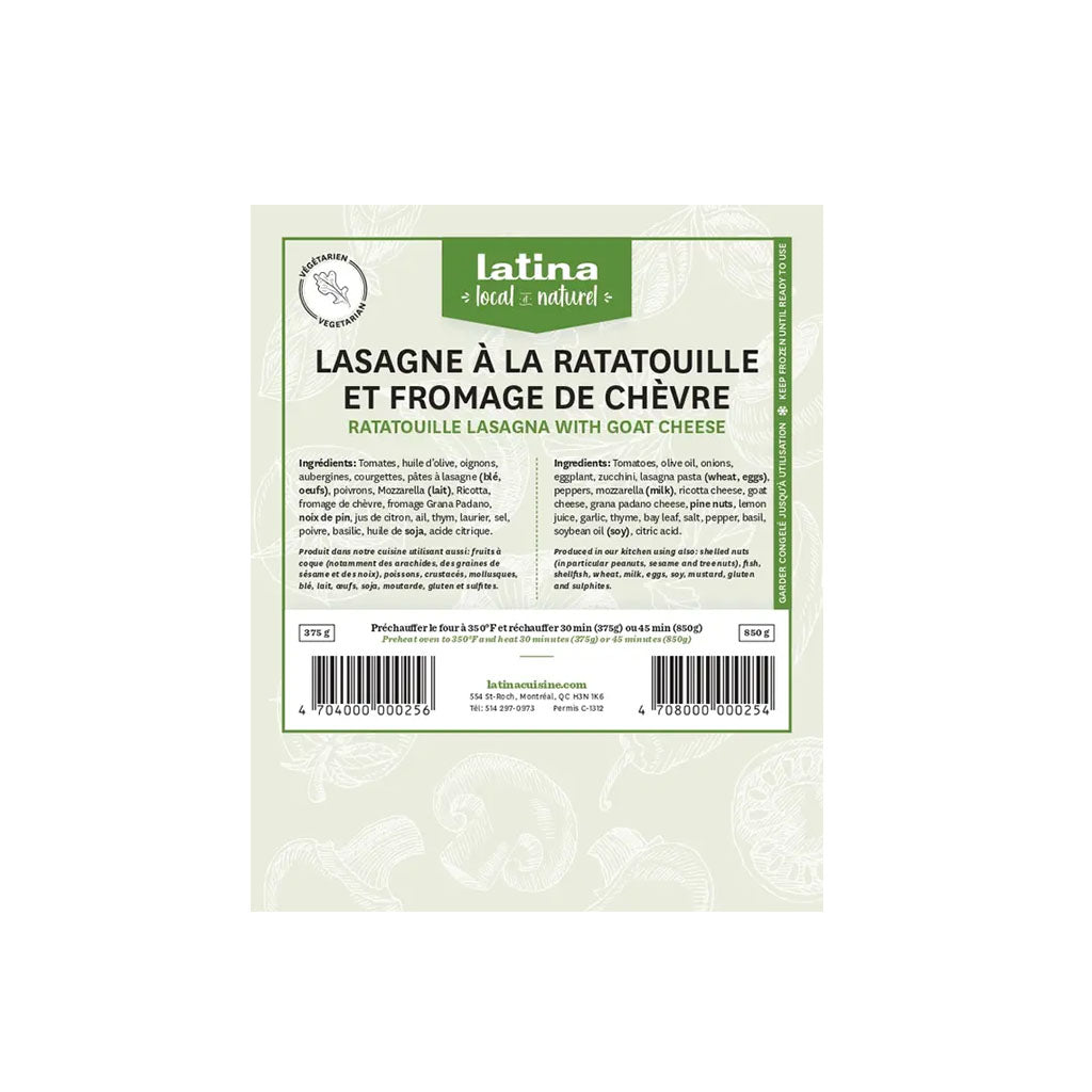 lasagne à la ratatouille et fromage de chèvre Latina - La Boite à Grains
