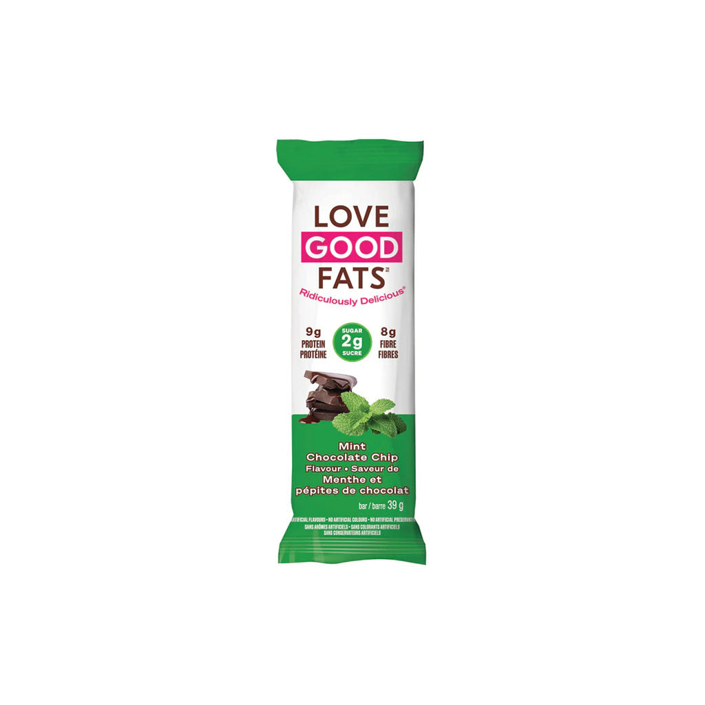 love good fats barre menthe et pépites de chocolat 39 g