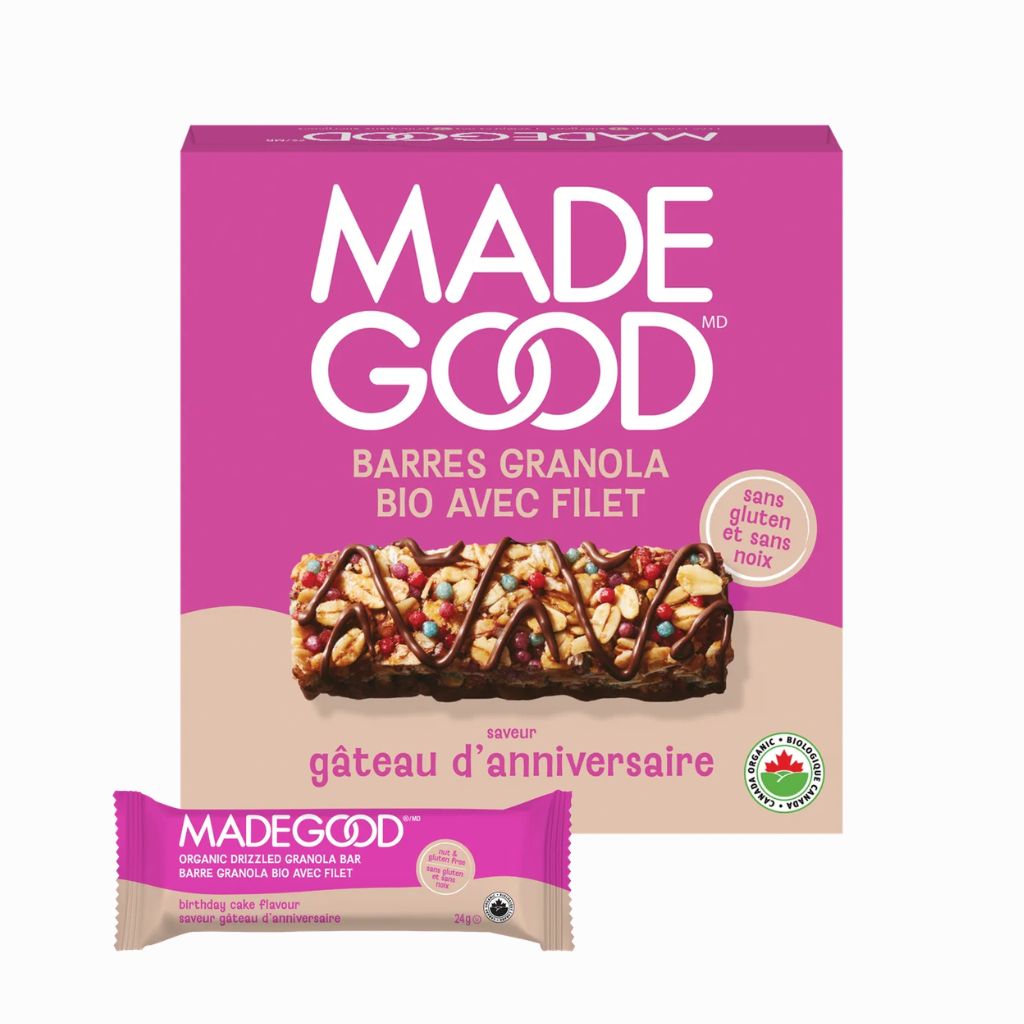 barres granola avec filet saveur gâteau d'anniversaire Made Good - La Boite à Grains