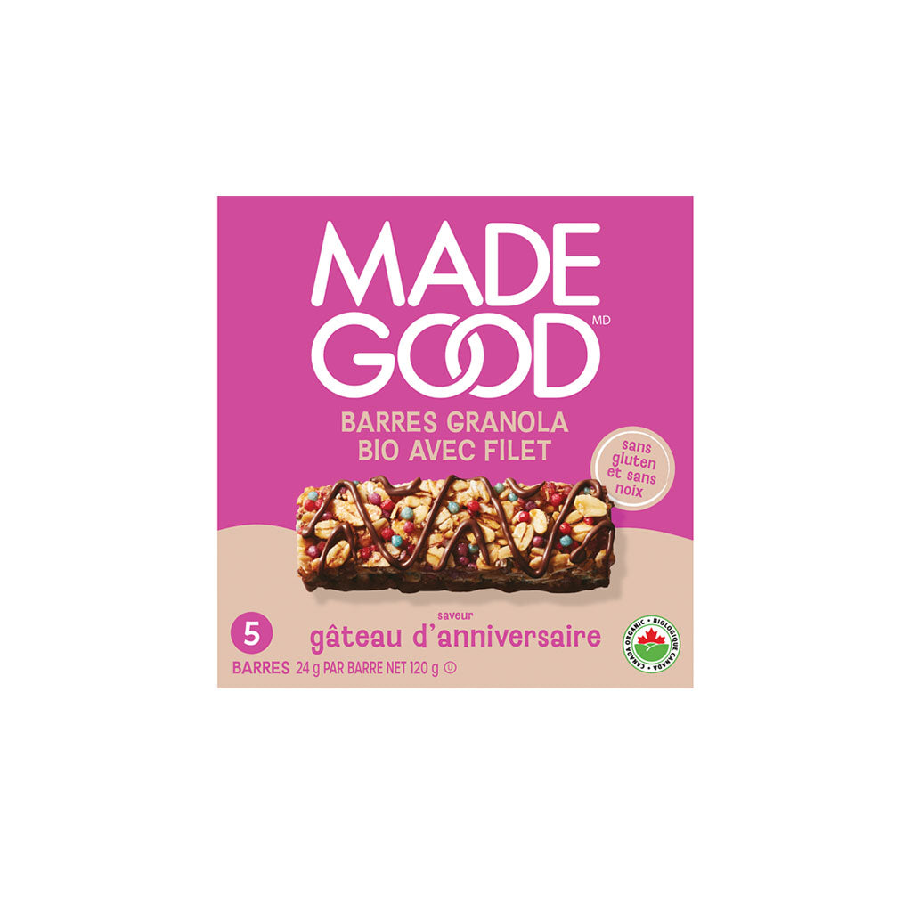 made good barres granola avec filet saveur gâteau d'anniversaire - La Boite à Grains