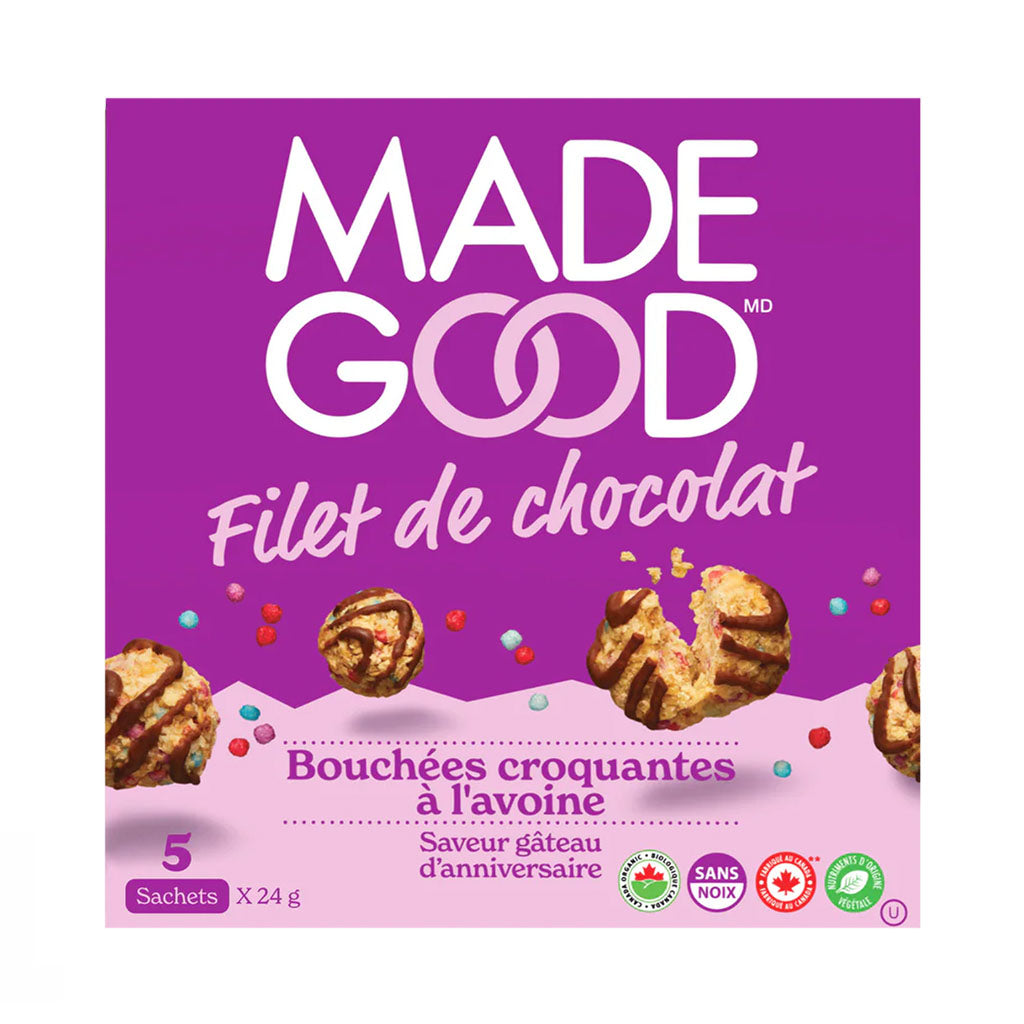bouchées croquantes à l'avoine saveur gâteau d'anniversaire Made Good - La Boite à Grains