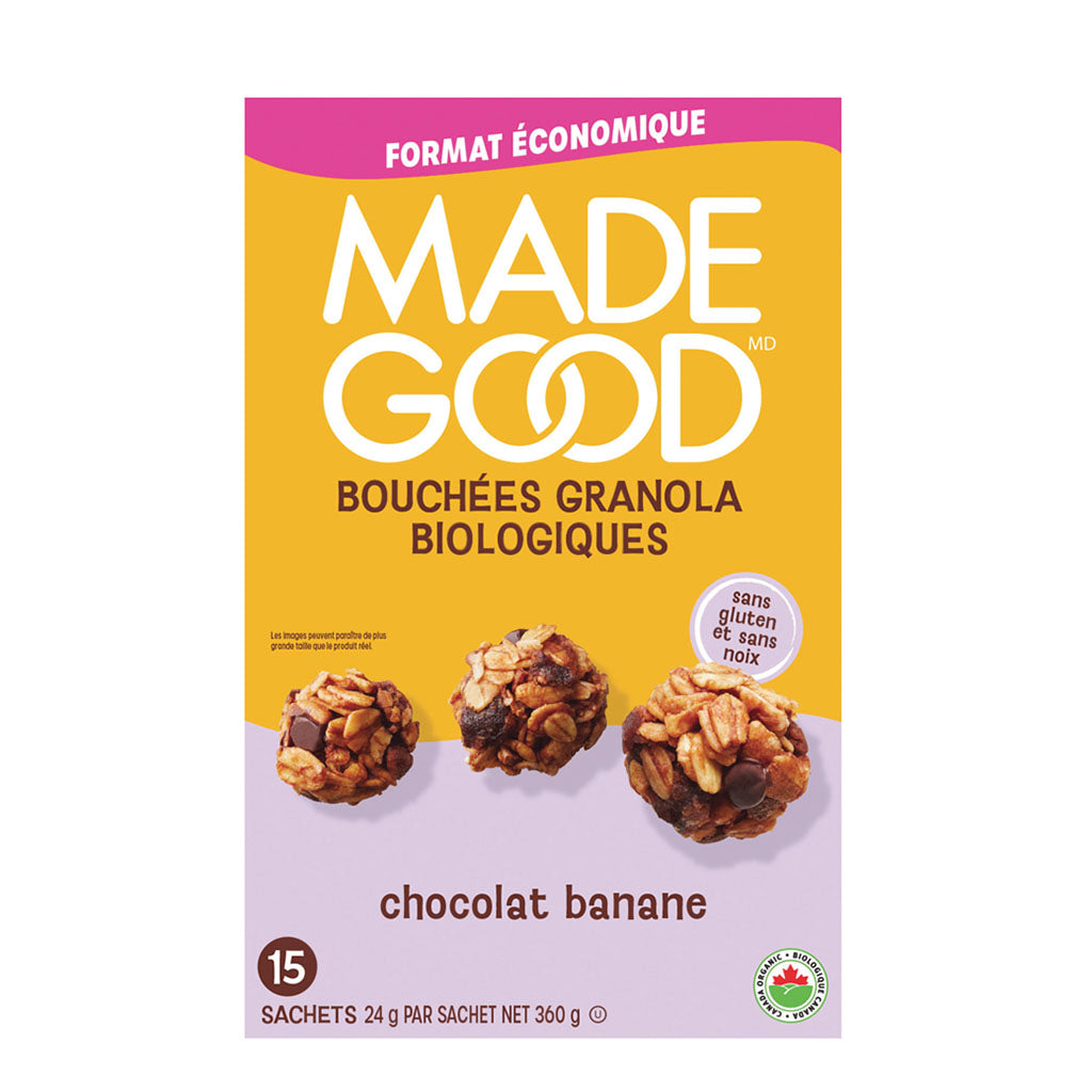 bouchées granola biologiques chocolat banane Made Good - La Boite à Grains