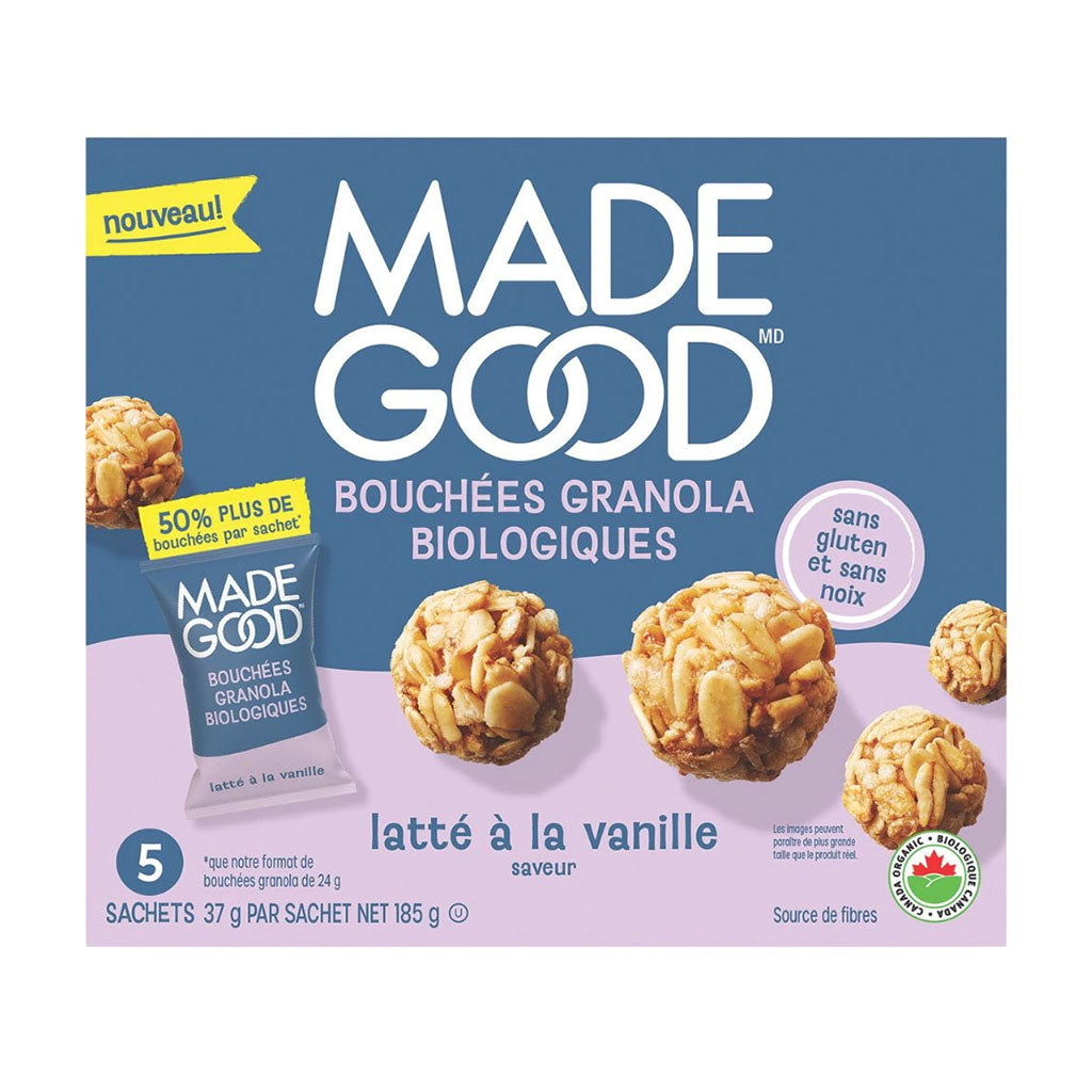 bouchées granola saveur latté à la vanille biologique Made Good - La Boite à Grains