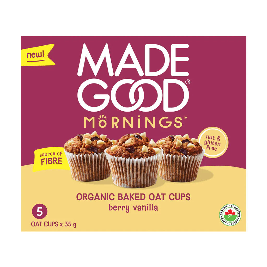 Mornings organic baked oat cups berry vanilla Made Good - La Boite à Grains
