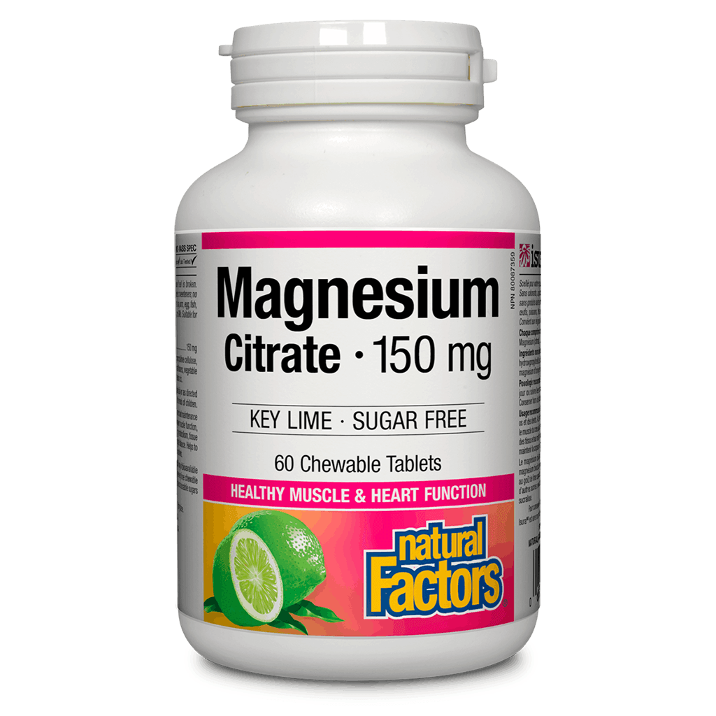 Magnésium Citrate 150 mg Citron Natural Factors - La Boite à Grains
