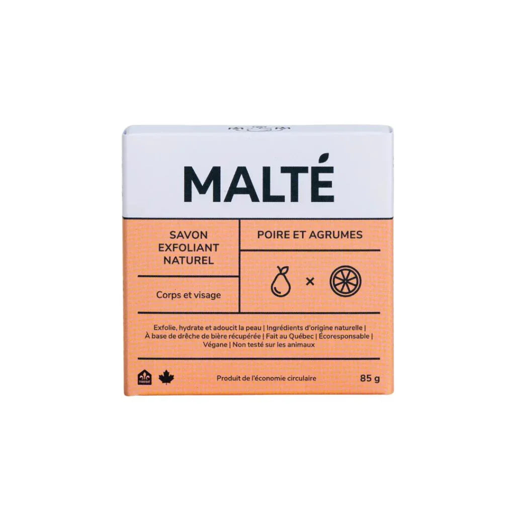 savon exfoliant naturel Poire et agrumes Malté - La Boite à Grains