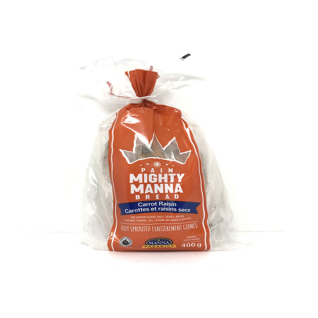 manna organics pain mighty manna carottes et raisins secs biologique 400 g