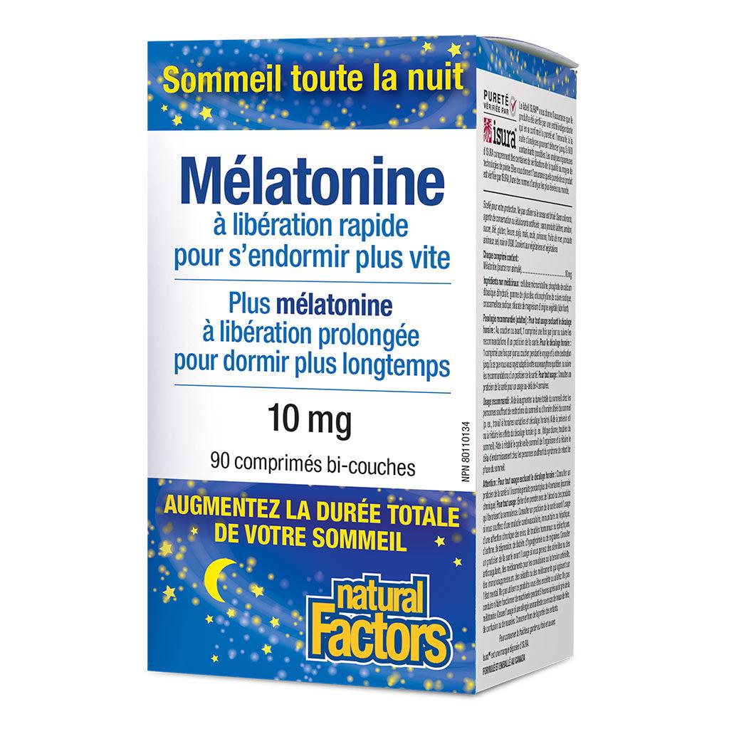 Mélatonine à Libération Rapide et Prolongée 10 mg Natural Factors - La Boite à Grains