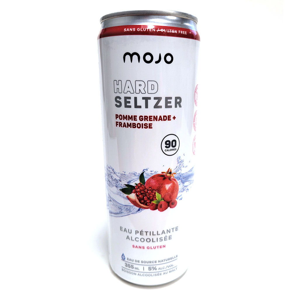 mojo hard seltzer pomme grenade framboise eau pétillante alcoolisée 355 ml