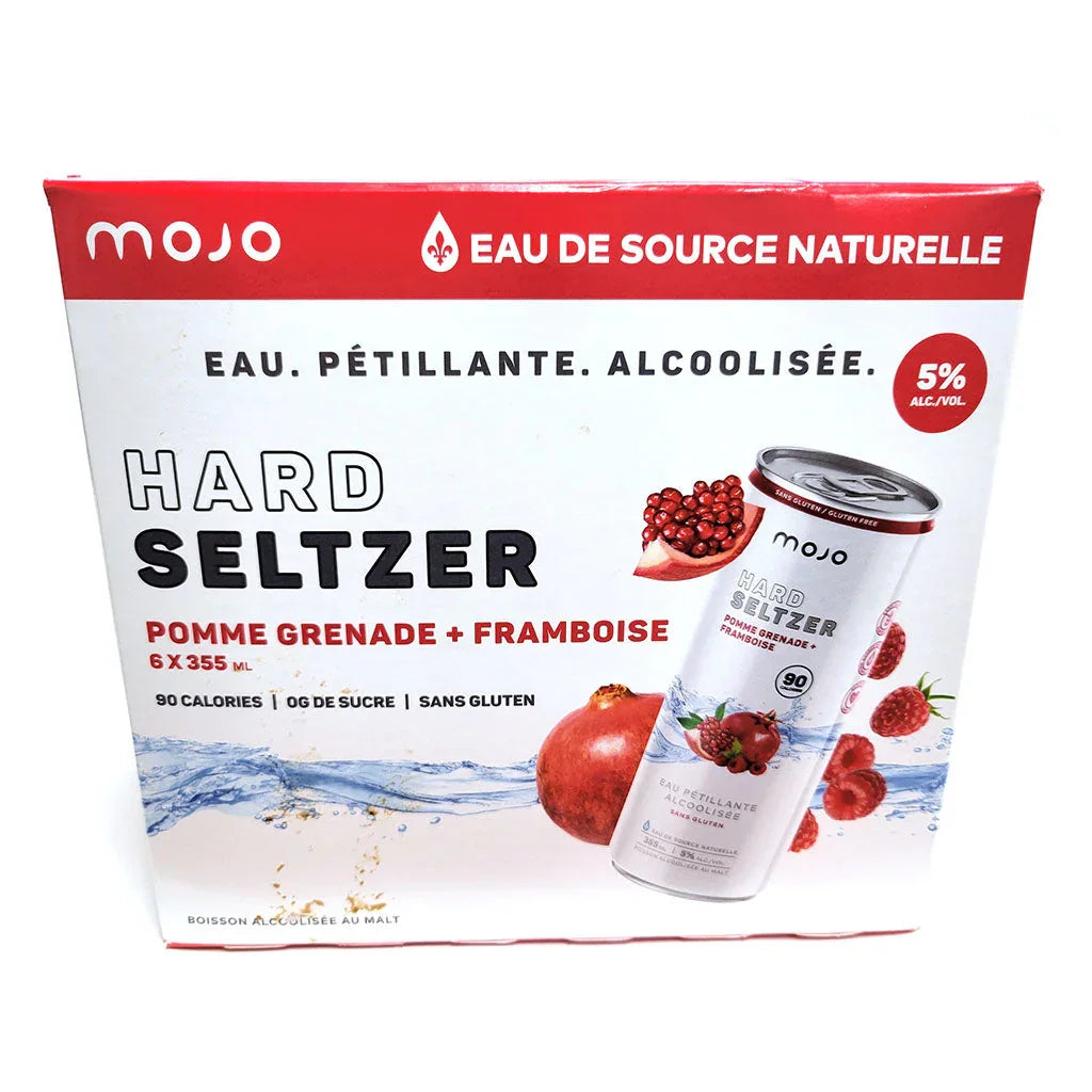 mojo hard seltzer apple pomegranate raspberry alcoholic sparkling water 6 x 355 ml