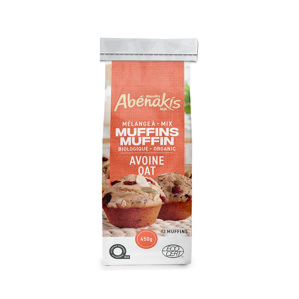 mélange à muffins avoine biologique Moulin Abénakis - La Boite à Grains