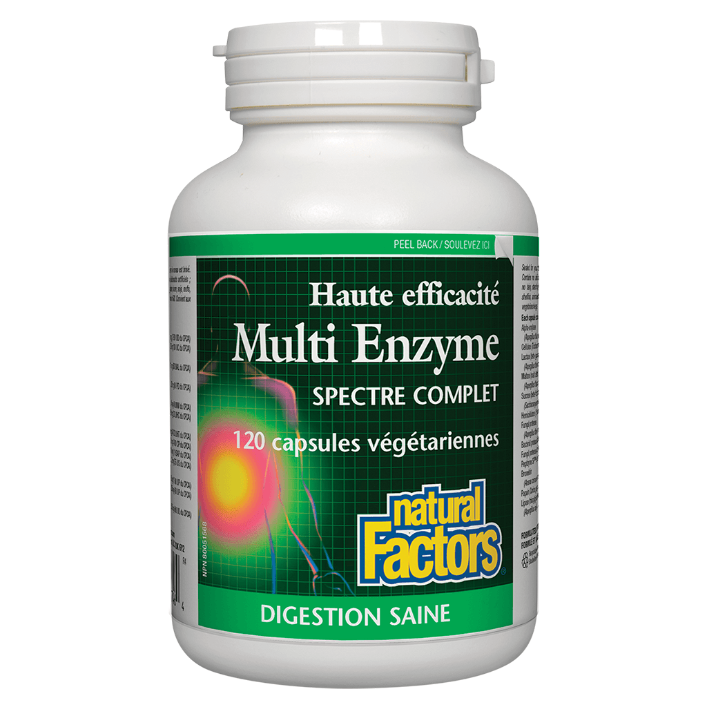 Multi Enzyme Haute Efficacité Natural Factors - La Boite à Grains