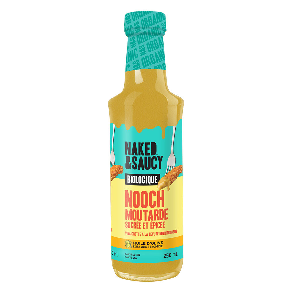 naked saucy nooch moutarde sucrée et épicée vinaigrette biologique 250 ml