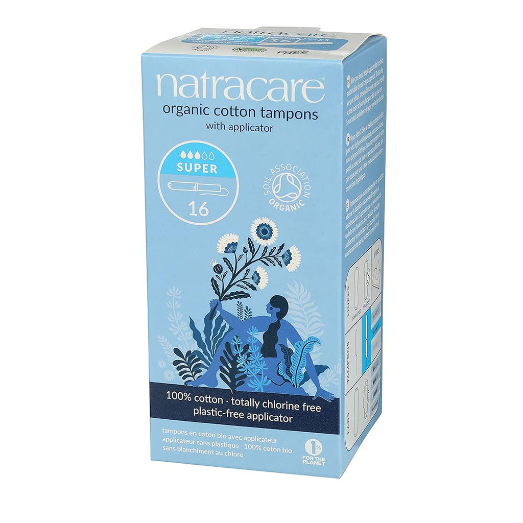 natracare tampons en coton bio avec applicateur super 16 unités - La Boite à Grains