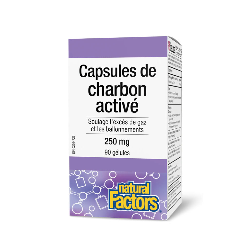 natural factors charbon Activé 250 mg 90 gelules