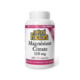 natural factors magnésium citrate 150 mg 210 capsules - La Boite à Grains