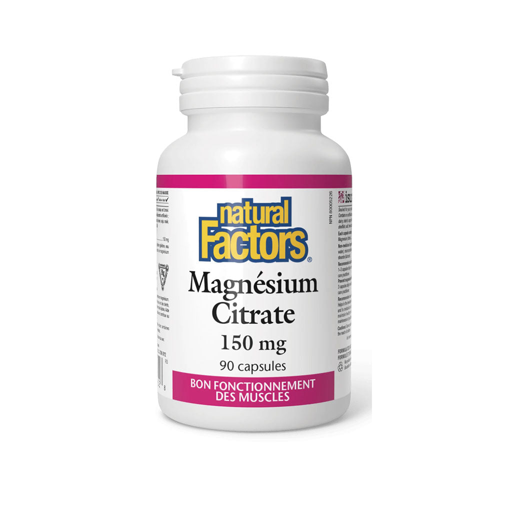 natural factors magnésium citrate 150 mg 90 capsules - La Boite à Grains