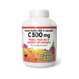 natural factors Vitamine C 500 mg Pêche Fruit de la Passion et Mangue 90 cachets a croquer la boite a grains