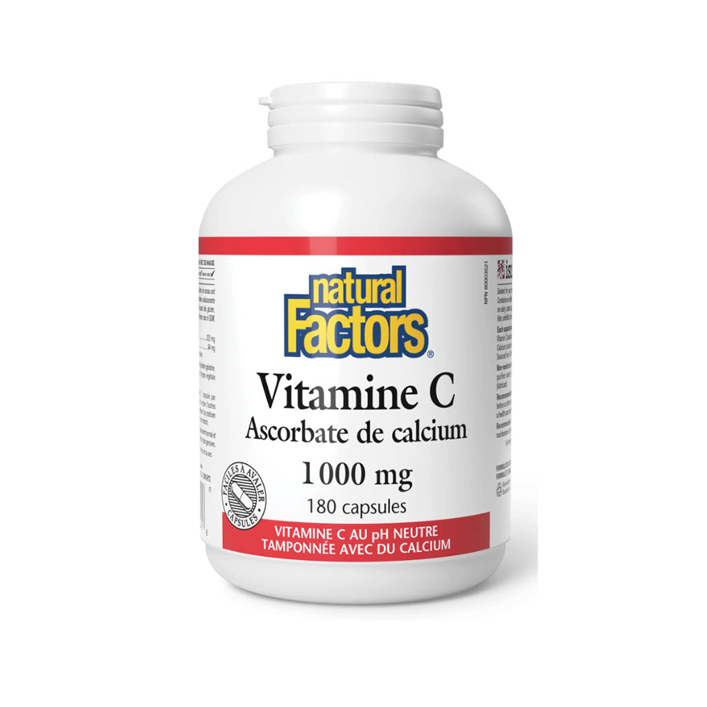natural factors vitamine c ascorbate de calcium 1000 mg 180 capsules la boite a grains