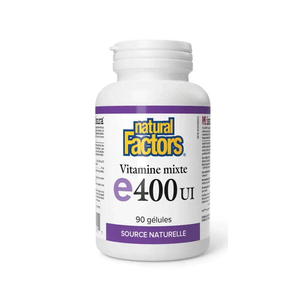mixed vitamin e 400 iu Natural Factors - La Boite à Grains
