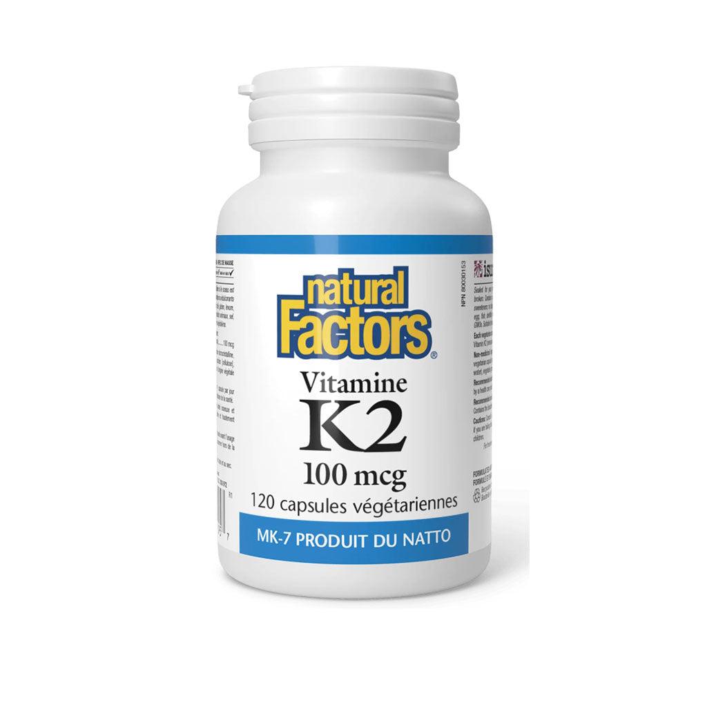 natural factors vitamine k2 100 mcg 120 capsules végétariennes - La Boite à Grains