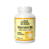 Natural Factors VitaSoleil D3 1000 UI 500 gelules la boite a grains