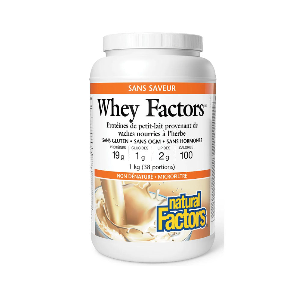 natural factors whey factors sans saveur 1 kg - La Boite à Grains