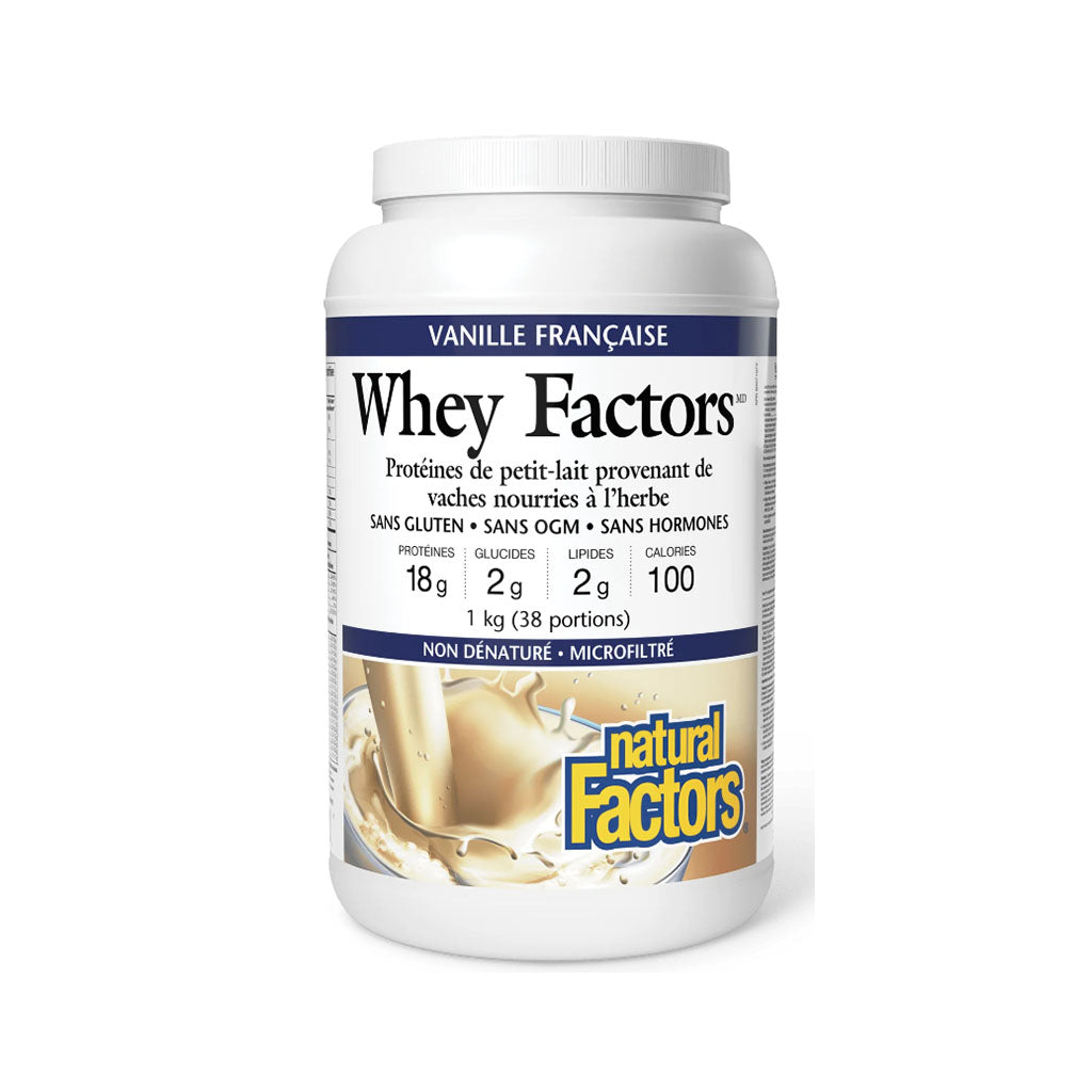 natural factors whey factors vanille française 1 kg - La Boite à Grains